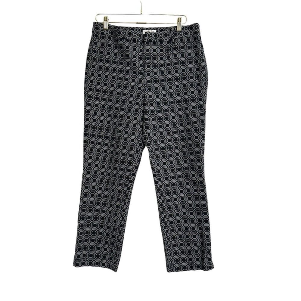 Coldwater Creek Natural Wear Trousers Women's 12 Black Gray Geometric‎ Office